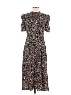 Nasty Gal Inc. Casual Dress Size: 6 Brown Dresses - used. No Fabric Content, Midi, Tie Neck, Animal Print, Midi/Calf Length, Short Sleeve | Nasty Gal Inc. Casual Dress: Brown Animal Print Dresses - Size 6 Brown Casual Dress, Brown Dresses, Print Dresses, Animal Print Dresses, Brown Dress, Tie Neck, Casual Dresses For Women, Neck Tie, Print Dress