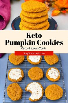 keto pumpkin cookies stacked on top of each other