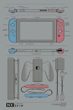 an image of a nintendo wii game system in blue, pink and grey colors with instructions