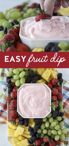 fruit dip is an easy appetizer that's ready to be eaten in less than 10 minutes