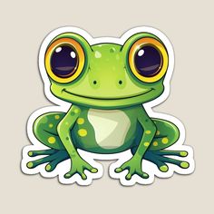 a green frog sticker with big eyes