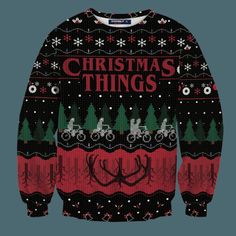 Christmas Things Woolen Sweater, Ugly Christmas Sweater Stranger Things Christmas, Sweater Designs, Crochet Holiday, 3d Sweater, Christmas Things, Xmas Sweater, 3d Christmas, Sweater Gift, Holiday Sweater