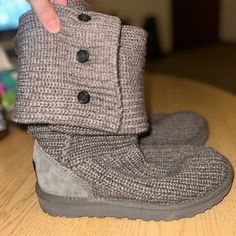 Barely Worn Grey Ugg Sweater Boots! In Almost Brand New Condition As They Were Only Worn A Handful Of Times! Casual Gray Boots For Fall, Casual Gray Fall Boots, Casual Boots For Cold Weather In Fall, Casual Fall Boots For Cold Weather, Casual Boots For Cold Weather With Round Toe, Casual Round Toe Boots For Cold Weather, Fur Uggs, Ugg Sweater, Ugg Sweater Boots