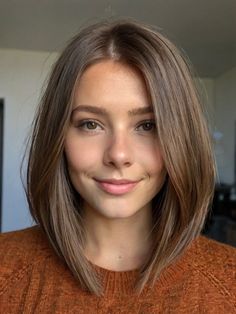 Long Bob Hairstyles For Fine Hair Round Face, Long Bob Braun, Long Bob Fine Hair, Juliet Hair, Long Bob Brunette, Bob Haircut Medium Length, Long Bob Hair, Mid Length Straight Hair, Straight Long Bob