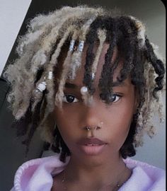 Black And White Locs Black Women, Dreads Y2k, Short Locs Women, Mullet Locs, Locs Color Ideas Black Women, Beautiful Black Hair