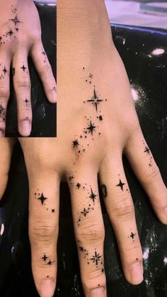 a hand with stars on it is shown