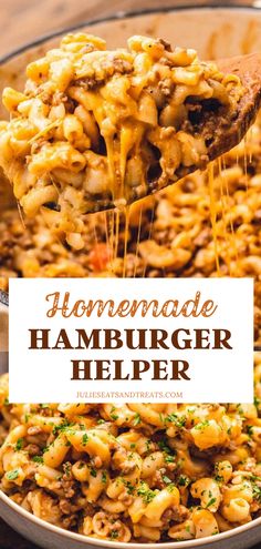 homemade hamburger helper recipe in a skillet