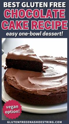 a round chocolate cake with a layer of thick chocolate frosting Best Gluten Free Chocolate Cake, Gluten Free Chocolate Cake Recipe, Gluten Free Birthday Cake, Cake Recipe Easy, Gluten Free Dinner Easy, Chocolate Ganache Frosting, Dessert Vegan