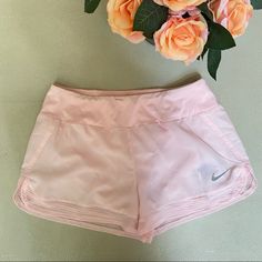 Super Cute Light Pink Nike Training Shorts. Has A Small Pocket Inside In The Front And A Slight Bigger One In The Back Under The Waistband On The Outside. Has An Underwear Connected To It Inside And Is See Through. Size: Medium Pink Nike Shorts, Nike Light, Pink Activewear, Soccer Shorts, Pink Nike, Nike Training, Shorts Nike, Pink Nikes, Training Shorts