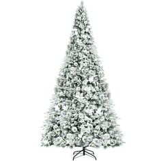 a white christmas tree with snow on it