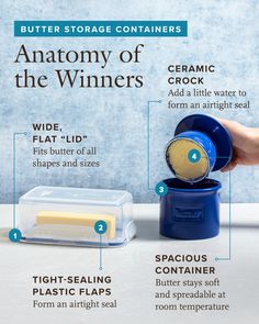 an info sheet describing how to use butter storage containers