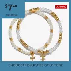 Bead Type: Glass# Pieces In Set: 2Features: Religious JewelryCircumference: 7 1/2 InchShape: CrossMetal Color: Gold TonePendant Length: 11mmPendant Width: 7mmCare: Wipe CleanBracelet Type: Stretch BraceletsMetal: ZincOwned & Founded: Women Owned/FoundedPendant & Charms Type: CharmsCountry of Origin: Imported Divine Mercy Bracelet, Revelation Bracelet, Bracelet Sets, Glass Pieces, Cross Bracelet, Bracelet Set, Gold Tones, Charms, Bar