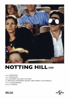 a movie poster with the words notting hill in front of people wearing blindfolds