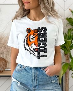 Tigers Shirt, Go Tigers, Tiger Shirt, Dtf Print, Tiger T Shirt, Gildan Sweatshirts, Baseball Mom, Dtf Transfers, Shirt Ideas