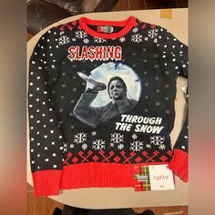 Rare, Sold Out "Slashing Through The Snow" 2023 Embroidered Lightup Christmas Sweater. No Flaws, Worn A Handful Of Times. Review Photos Carefully For Condition/Sizing Prior To Purchase. If You Have Any Questions Don't Hesitate To Ask, Thank You! There Are Three Lighting Options; The Fast Blinking, Normal Blinking & One Where The Lights Are Just On Without Blinking. Never Used Hard To Find I Accept Offers Christmas Snow Man Sweater, Men’s Christmas Jumper, Snow Light, Red Heart-shaped Valentine's Day Sweater, Christmas Sweater Men, Lighting Options, Christmas Sweater, Halloween Christmas, Sweater Sizes