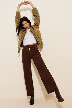 Rent The Perfect Vintage Wide Leg Jeans from Nuuly. Pick 6 items for $98/month. Free shipping + returns. Mid-rise Brown Wide Leg Pants For Fall, Fall Mid-rise Wide Leg Pants With Button Closure, High Rise Wide Leg Pants For Fall Workwear, Mid-rise Wide Leg Pants For Workwear In Fall, Calling Card, Wide Leg Jeans, Leg Jeans, Denim Jeans, Wide Leg