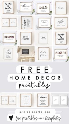 the free printables for home decor are perfect to use with any type of artwork