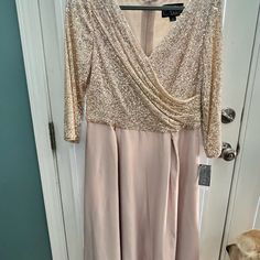 New With Tags Size 12 Dress In A Gorgeous Champagne Color. Sequins On The Top And A Soft Silk Flowing Bottom That Is Ankle Length. Long Sleeve Holiday Dress For Mother Of The Bride, Holiday Long Sleeve Dress For Mother Of The Bride, Holiday Long Sleeve Mother Of The Bride Dress, Long Sleeve Dress For Mother Of The Bride, Holiday, Holiday Sequined Dress For Mother Of The Bride, Fitted Holiday Dress For Mother Of The Bride, Fitted Dress For Mother Of The Bride Holiday, Fitted Dresses For Mother Of The Bride, Spring Mother Of The Bride Sequin Dress