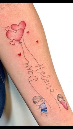 a woman's arm with a tattoo on it that says, happy birthday to her