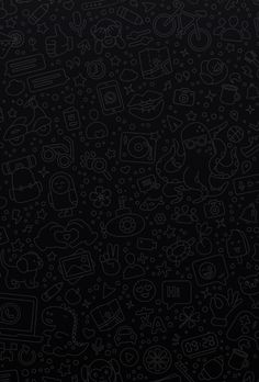 black and white wallpaper with various icons