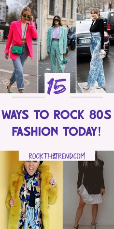 This Pinterest pin showcases 15 fashion trends inspired by the 1980s. It features two images from the original article. The pin aims to inspire viewers to incorporate bold colors, statement shoulders, and playful accessories into their modern wardrobes, reviving iconic styles.