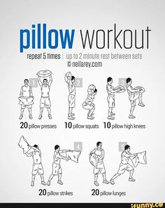 a poster with instructions on how to do a pillow workout for the entire body and shoulders