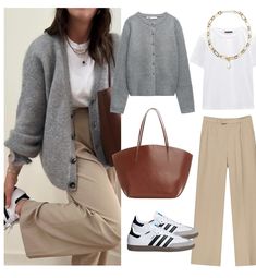 Looks Adidas, Look Boho Chic, Gray Cardigan, Casual Work Outfits, Looks Chic, 가을 패션