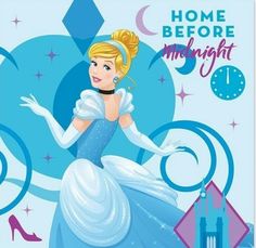 there is a woman in a blue dress on the cover of a card that says, home before midnight