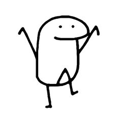 a black and white line drawing of a cartoon character with arms, legs and hands