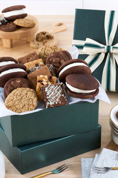 a box filled with cookies and other treats