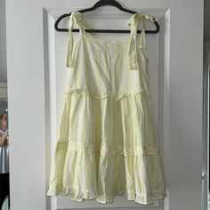 Bought At Francesca’s Never Worn -Xs -Adjustable Straps With Ties -More Of A Lemon/Lime Bright Color Not Pastel Yellow Yellow Spring Dress With Tie Straps, Yellow Sundress With Tie Straps, Yellow Sundress With Tie Straps For Vacation, Yellow Mini Dress With Tie Straps, Yellow Sundress With Tie Straps For Brunch, Yellow Sleeveless Sundress With Tie Straps, Yellow Summer Dress With Tie Straps, Yellow Summer Dresses With Tie Straps, Yellow Summer Sundress For Daywear