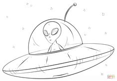 an alien sitting on top of a flying saucer