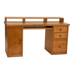 Berkshire Home Desk with Cabinet features three drawers, a cabinet with adjustable shelving, and a sliding tray. Shown in Meadow Oak finish. Attractive Desk, Unfinished Furniture, Non Perishable, Perfect Desk, Home Office Space, Pens Pencils, Home Desk, Perfect Home, Lead Time