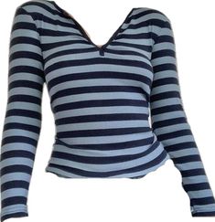 Kawaii Stripe Long Sleeve Tee Striped V Neck Long Sleeve Tee - AnotherChill Trendy Blue T-shirt For Fall, Casual V-neck T-shirt For Winter, Striped Long Sleeve Stretch T-shirt, Cute Fitted Blue T-shirt, Cute Fitted Long Sleeve Tops, Striped Stretch V-neck Top, Y2k Striped Cotton Tops, Cute V-neck Top For Fall, Blue V-neck T-shirt For Fall