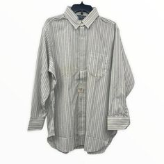 Nordstrom Vintage 80s Deadstock Custom Hand Tailored Mens White Striped Button Down Dress Shirt Collared, Chest Pockets, Button Closure And Cuffs Small Discoloration From Being Folded In An Untouched Inventory For 25+ Years Mens Size 16.5 / 32 New With Tags Pit To Pit: 25.5" Length: 31.5" Sleeve: 22.5" Shoulder To Shoulder: 19" Striped Button Down Dress, Collar Shirt Men, Button Down Dress Shirt, Mens Dress, Button Down Dress, Shirt Collar, Mens Shirt Dress, Collar Shirts, Dress Shirt