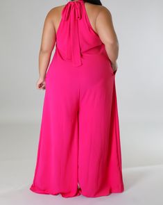 Fuchsia Keyhole Plus Size Jumpsuit Semi-stretch jumpsuit Round neckline Sleeveless Keyhole cutout Pockets Wide legs Self tie closure 96% polyester 4% spandex Hand wash cold Inseam is 26 inches Model is wearing a 2X Belt not included. Stretch Jumpsuit, Jumper Outfit, Plus Size Jumpsuit, Moda Plus, Wide Legs, Wide Leg Jumpsuit, Round Neckline, Plus Size Fashion, Plus Size Outfits