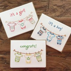 New Baby Card-Cards-The Cole Card Company New Born Baby Card, New Baby Greetings, Baby Girl Card, Baby Cards Handmade, Cute Onesies, Baby Greeting Cards, Embroidery Cards, New Baby Card, Congrats Card