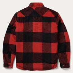 Rugged, durable and stylish, this buffalo plaid coat is crafted from a comfortable poly-wool blend and is fully lined with quilted nylon for additional warmth. It has a spread collar, a straight back yoke, square mitered chest pockets and flaps and snap front, side seam pockets and an adjustable snap cuff. At Stetson, we use the toughest materials and fabric to provide you with the best Western outerwear for men who spend their days in the great outdoors. Fully Lined With Quilted Nylon Spread Co Classic Flannel Outerwear With Button Closure, Classic Winter Flannel Outerwear, Plaid Wool Shacket For Winter, Flannel Outerwear With Button Closure For Work, Plaid Flannel Outerwear For Outdoor, Flannel Outerwear For Fall Outdoor Activities, Plaid Outerwear For Outdoor Fall Events, Black Flannel Outerwear For Fall, Straight Back