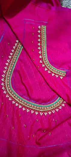 Rose Colour Blouse Aari Work, New Model Maggam Work Designs, Pearl Aari Work Blouse Designs, Sleeves Aari Work Design, Zari Work Blouse Designs, Nath Aari Work Design, Maggam Work Blouse Designs Latest Simple Only Thread, Aari Patch Work Designs, Pink Blouse Aari Work Design