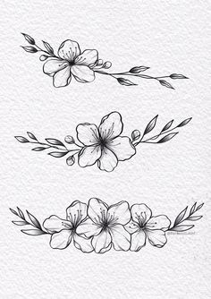 some flowers are drawn in black and white