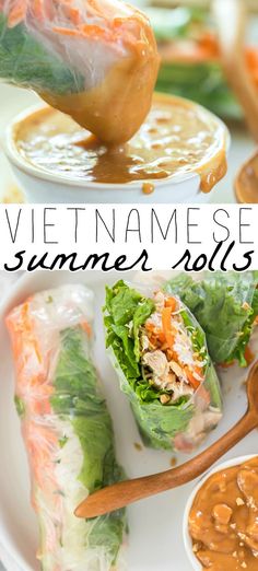 vietnamese summer rolls with peanut sauce on the side