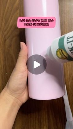 a person is holding a pink cup with toothpaste on it and the words, let me know you the truth behind