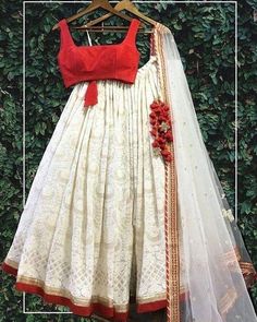 Chikankari Lehenga, Work Lehenga, Red Lehenga, Traditional Indian Outfits