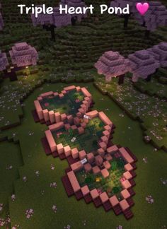 an image of a heart shaped pond in minecraft