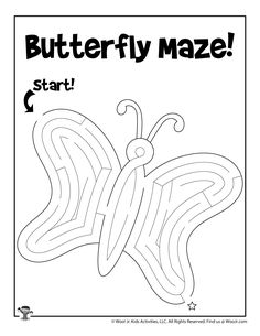 a butterfly maze for kids to color