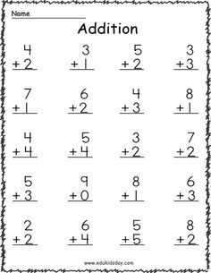 addition worksheet for kids with numbers and symbols in the middle, including one