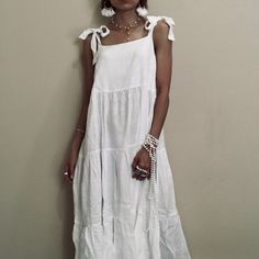 I Purchased On Poshmark. Received It & It Does Not Fit Me. New Never Worn - Beautiful For Summer Questions? Leave A Comment Below! Chic White Maxi Dress With Tie Straps, White Beach Dress With Tie Straps, Summer White Midi Dress With Tie Straps, White Vacation Dress With Tie Straps, White Maxi Dress With Tie Straps For Daywear, White Maxi Dress With Tie Straps For Brunch, White Cotton Maxi Dress With Tie Back, Sleeveless Linen Maxi Dress For Daytime, Casual White Maxi Dress With Tie Back