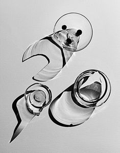 an artistic black and white photo of two glass objects