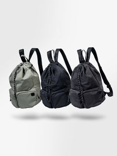 Editor's NotesThis backpack features string for easy opening and closing and light weight. Side zipper and twin pockets offer convenience. It can also be used as a sling bag with detachable straps. It is made of waterproof nylon material. It can be styled in various ways.- String for easy opening and closing- Lignt weight- Side zipper- Front twin pockets- Rear pocket- Inner pockets- Deatachable straps- Waterproof nylon- 13 inch MacBook can be accommodated- Bottom stiffenerMeasurements (in.)One Size- Width: 11.02 in.- Height: 14.76 in.- Depth: 6.69~8.07 in.- Strap length: 23.43~41.93 in.- Entrance width: 4.33~14.17 in.- Handle height: 4.53 in.- Weight: 0.89 lbs (450 g)*Model info: WOMAN - 5' 4 / MAN - 5' 7Composition & Care- Nylon- Hand washable- Do not dry clean- Do not water Nylon Backpack With Functional Drawstring, Versatile Outdoor Bags With Functional Drawstring, Functional Everyday Gym Bag With Drawstring, Functional Gym Bag With Drawstring For Everyday Use, Outdoor Drawstring Backpack Bag, Outdoor Drawstring Backpack, Functional Drawstring Travel Backpack, Functional Drawstring Travel Bag, Outdoor Gym Bag Backpack With Adjustable Strap