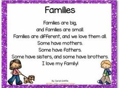 a purple frame with the words families and two children holding hands, on top of it